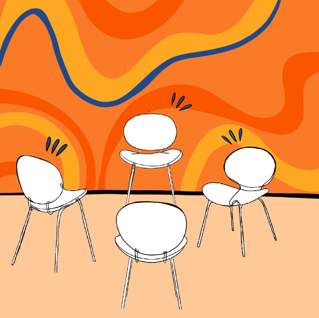 Immagine decorativa con un gruppo di sedie