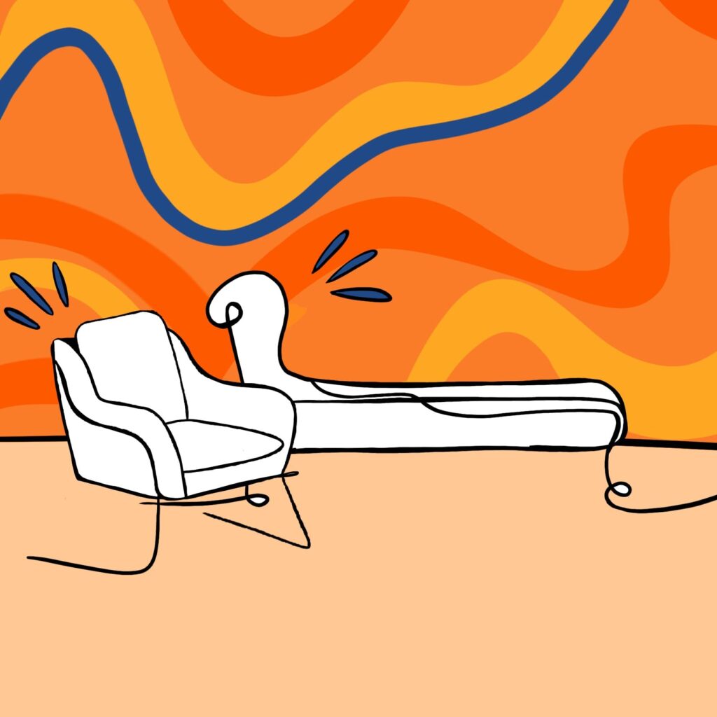 Immagine decorativa con lettino e sedia